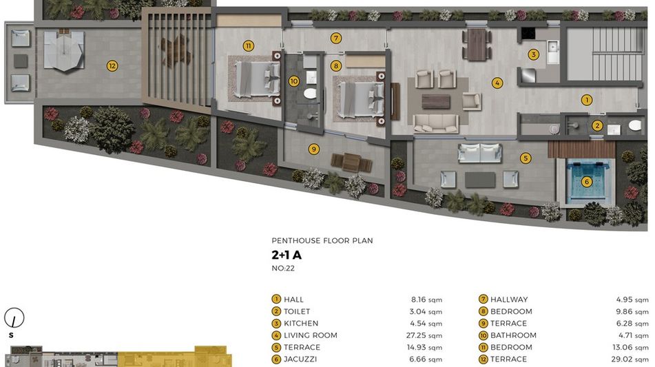 Квартира площадью 54 кв.м. с видом на море, лот 616